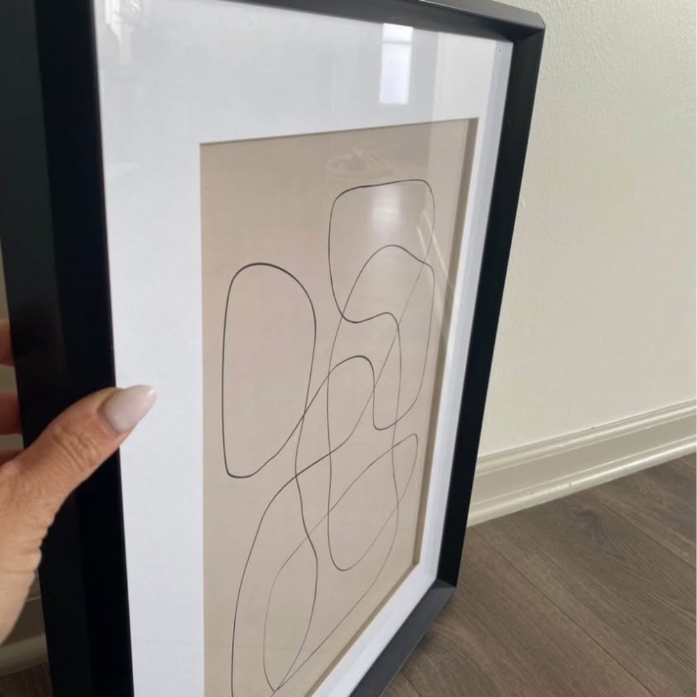 Modern Abstract Line Art in Black Frame - Picture 2 of 3
